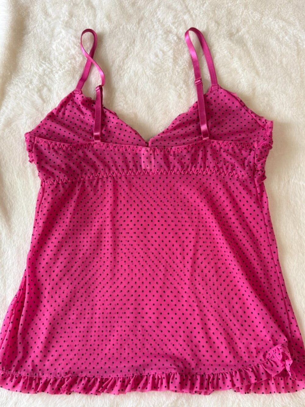 Joe Boxer Pink Polka Dot Garter Cami Top Y2K Coquette Lingerie Size S - Picture 5 of 7